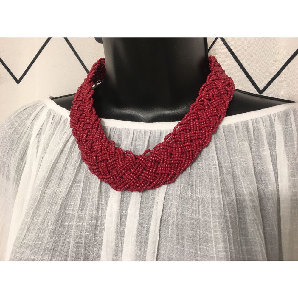 Striking boho seed bead braided necklace